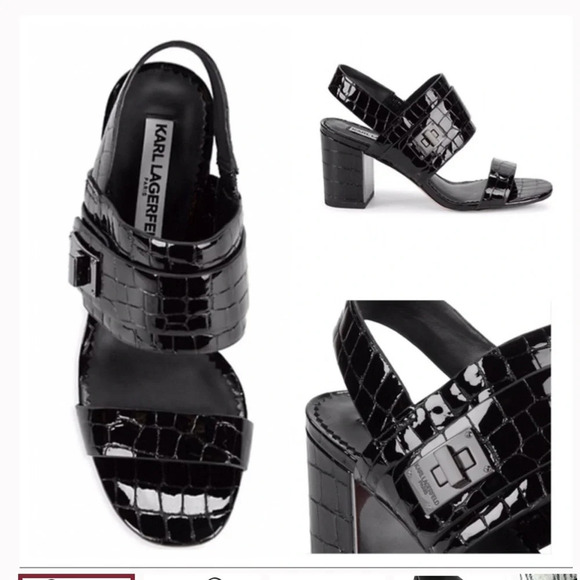! KARL LAGERFELD PARIS sling back sandals 8.5 black - Picture 1 of 8